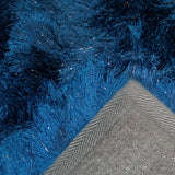 Blue Shimmer Shag Area Rug Thick Soft Pile Large Shaggy Carpet