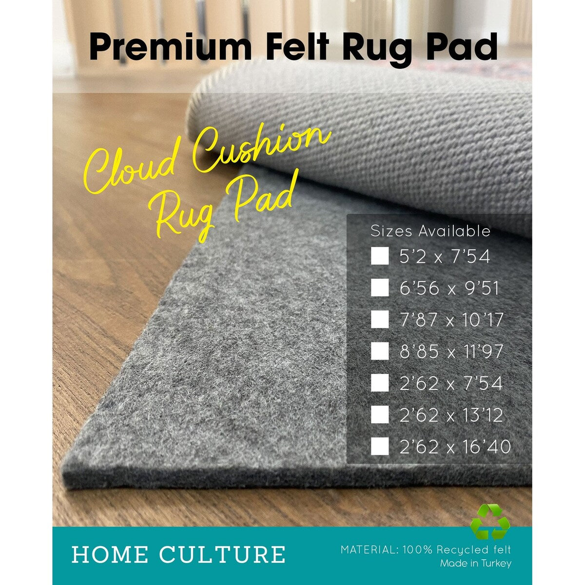 RugPad - Premium100% Recycled Felt - Black