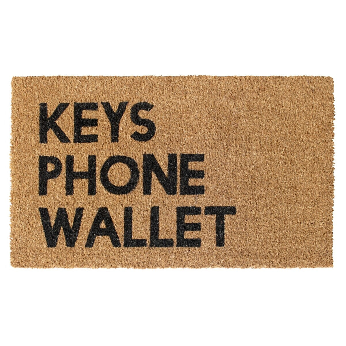 RugSmith Black Machine Tufted Keys Phone Wallet Doormat, 18"x30"
