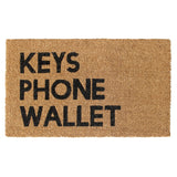 RugSmith Black Machine Tufted Keys Phone Wallet Doormat, 18"x30"