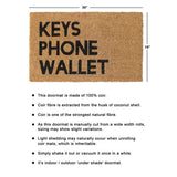 RugSmith Black Machine Tufted Keys Phone Wallet Doormat, 18"x30"