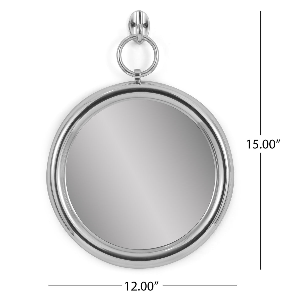 Rumley Modern Handcrafted Round Aluminum Wall Mirror by Christopher Knight Home - 12.00" L x 1.00" W x 15.00" H