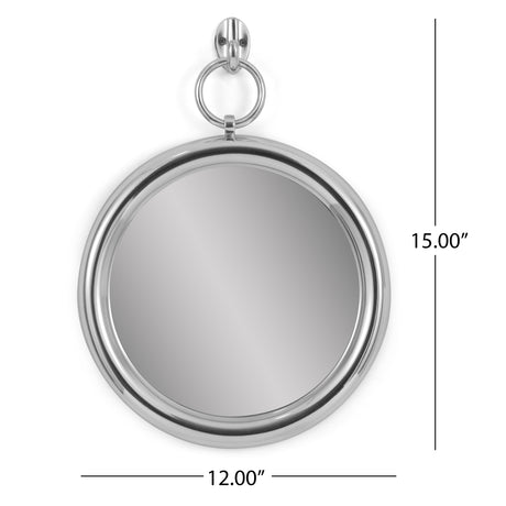 Rumley Modern Handcrafted Round Aluminum Wall Mirror by Christopher Knight Home - 12.00" L x 1.00" W x 15.00" H