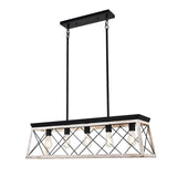 Rustic 5-Light Metal Rectangle Island Pendant Chandelier