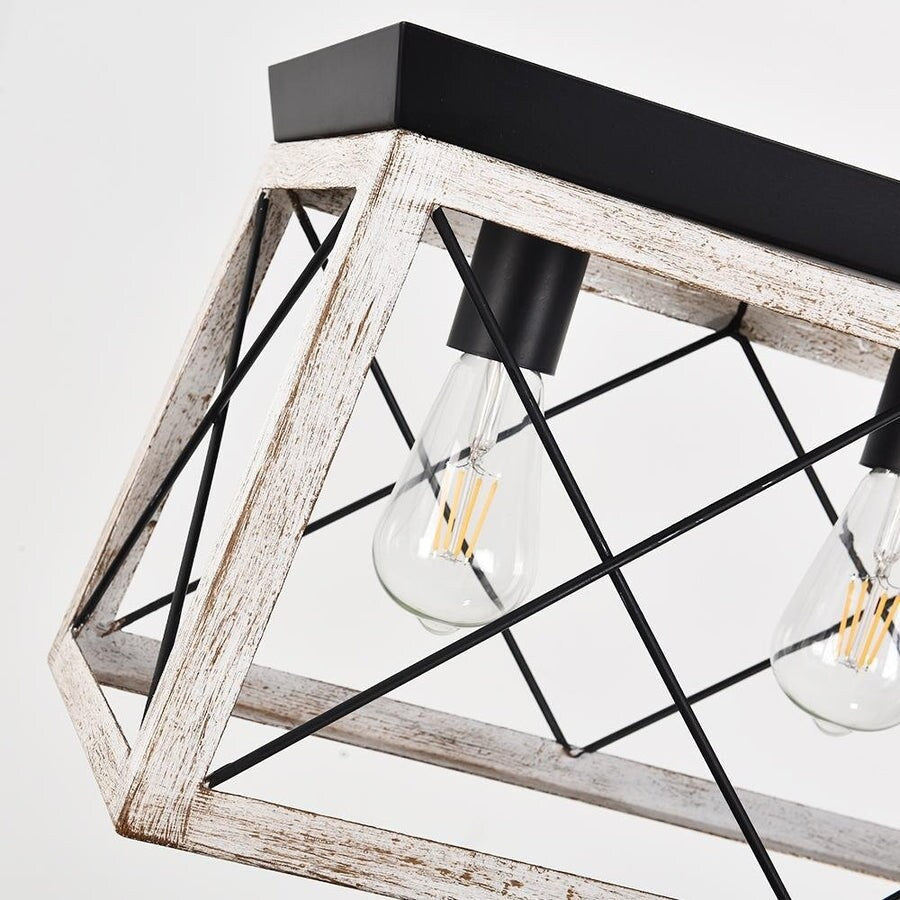 Rustic 5-Light Metal Rectangle Island Pendant Chandelier