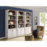 Rustic 8' Wood Bookcase With Doors, Storage Cabinet, White - 126W x 94H x 16D