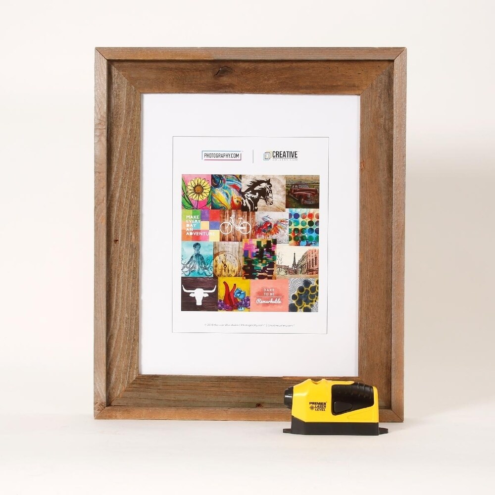 Rustic Barnwood Picture Photo Wall Mount Frame with Laser Level