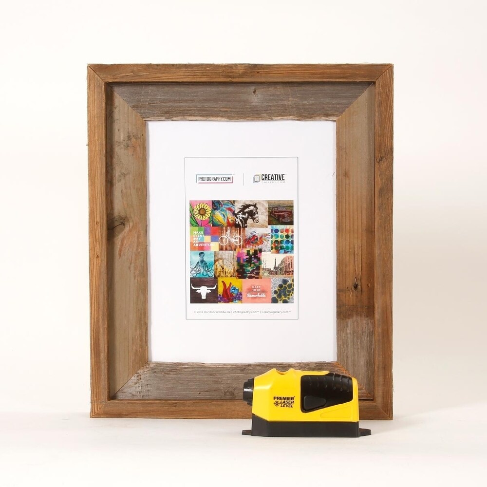 Rustic Barnwood Picture Photo Wall Mount Frame with Laser Level