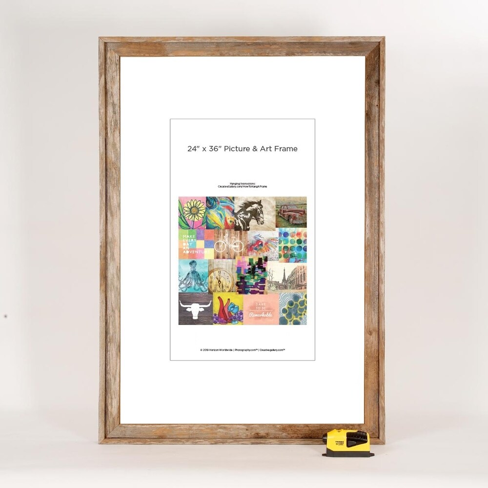 Rustic Barnwood Picture Photo Wall Mount Frame with Laser Level