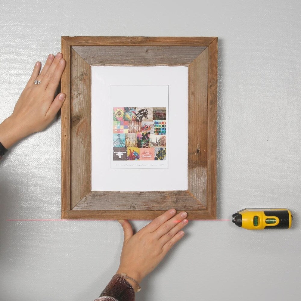 Rustic Barnwood Picture Photo Wall Mount Frame with Laser Level