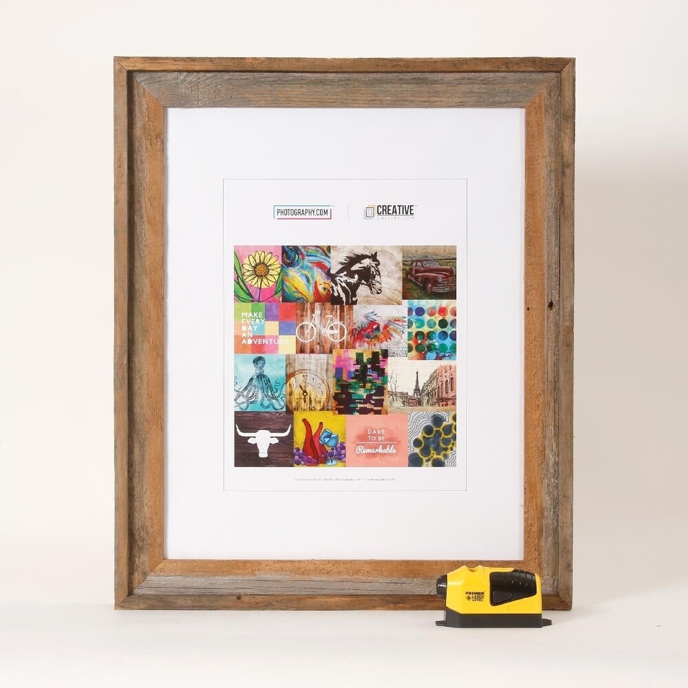 Rustic Barnwood Picture Photo Wall Mount Frame with Laser Level