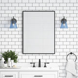 Rustic Black 1-Light Wall Sconce with Blue Seeded Glass Shade