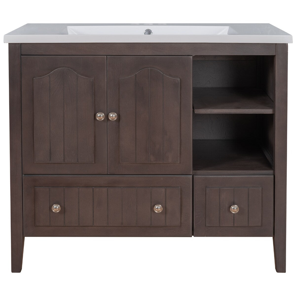 Rustic Brown 36" Solid Wood Bathroom Vanity Cabinet with Sink Doors,Drawers