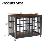 Rustic Brown Furniture style dog crate wrought iron frame door with side openings