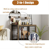 Rustic Brown Furniture type dog cage iron frame door with cabinet