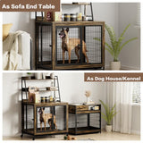 Rustic Brown Furniture type dog cage iron frame door with cabinet