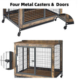 Rustic Brown Furniture type dog cage iron frame door with cabinet