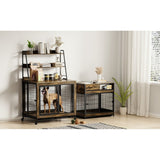 Rustic Brown Furniture type dog cage iron frame door with cabinet