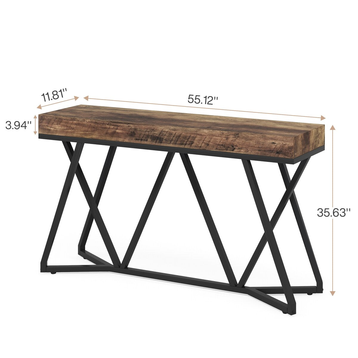 Rustic Console Table, 55 Inch Sofa Table Entryway Table