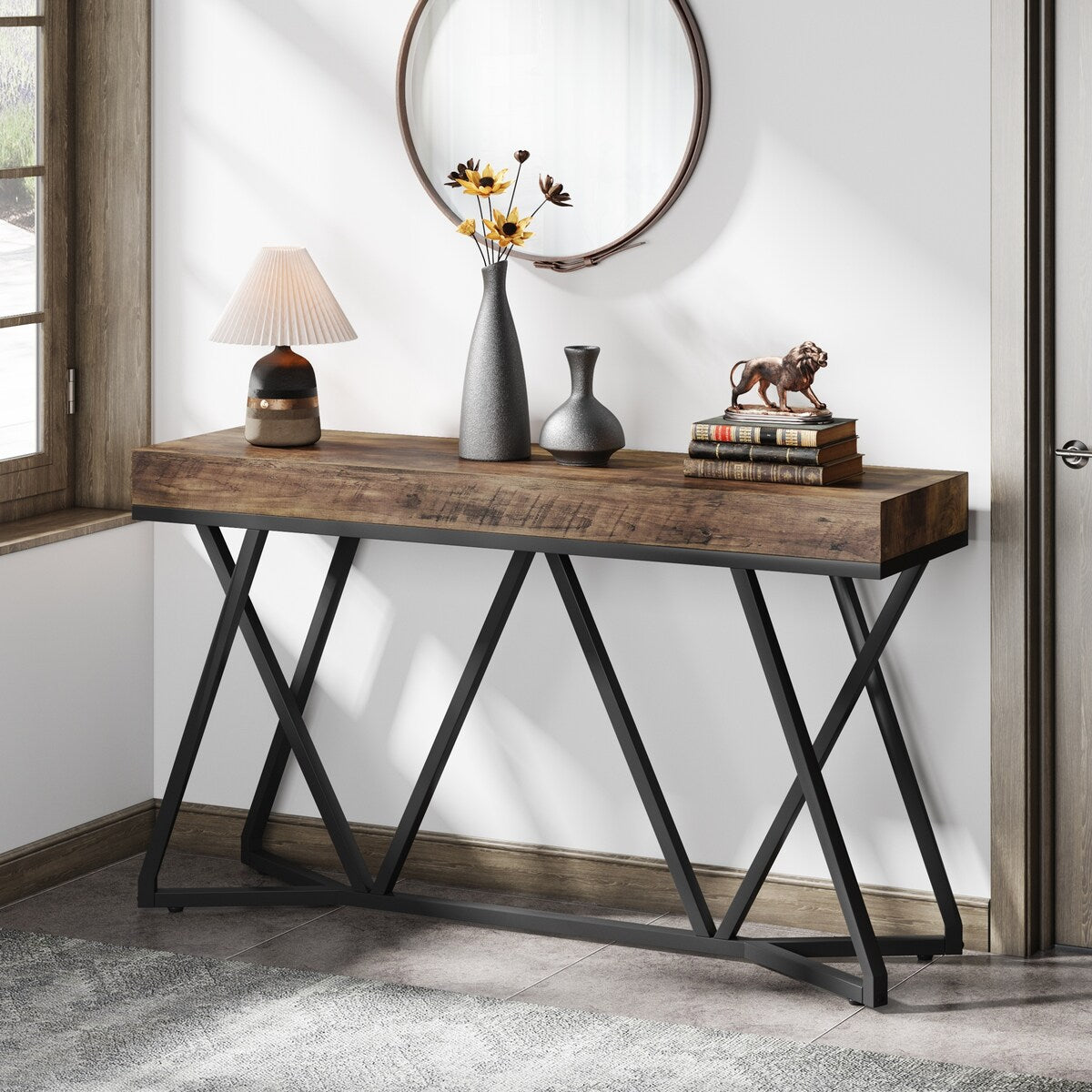 Rustic Console Table, 55 Inch Sofa Table Entryway Table