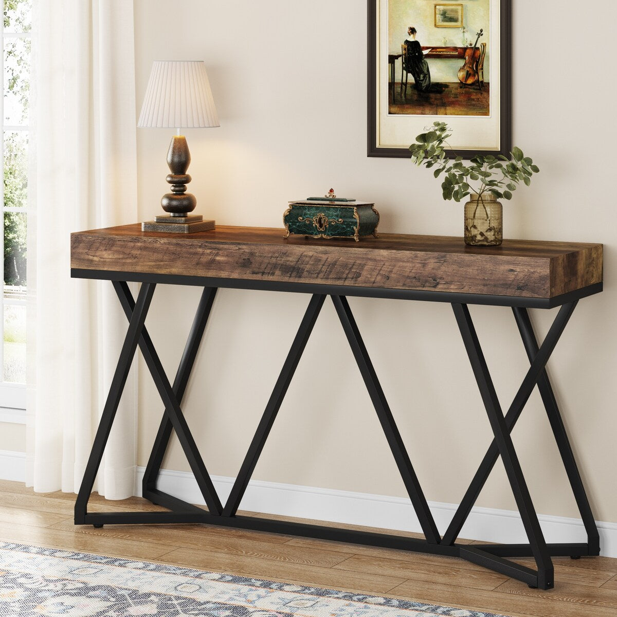 Rustic Console Table, 55 Inch Sofa Table Entryway Table