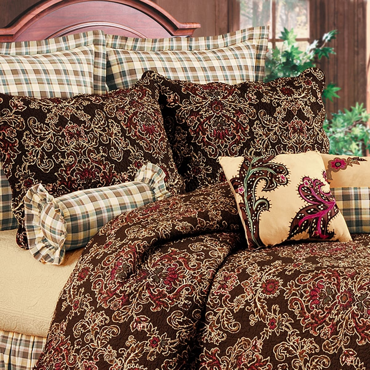 Rustic Damask Full/Queen Quilt 100% Cotton Lightweight Machine Washable Reversible Bedspread Coverlet