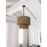 Rustic Farmhouse 4-Light Unique Hand Woven Pendant Light Fixture