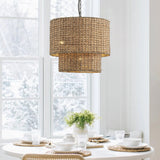 Rustic Farmhouse 4-Light Unique Hand Woven Pendant Light Fixture