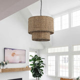Rustic Farmhouse 4-Light Unique Hand Woven Pendant Light Fixture