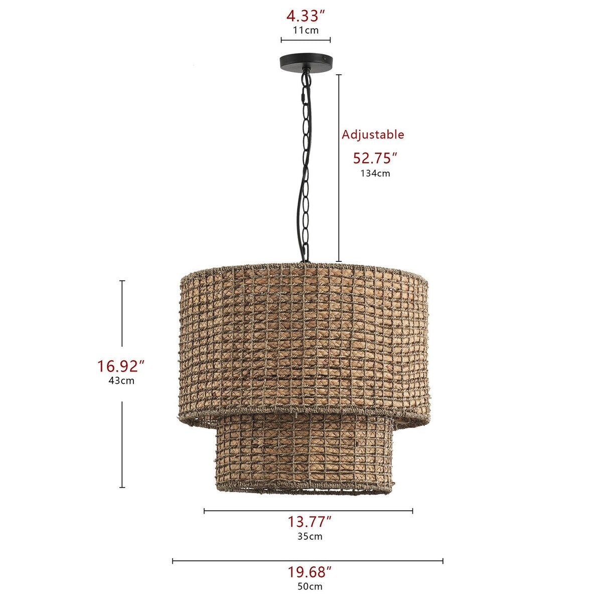 Rustic Farmhouse 4-Light Unique Hand Woven Pendant Light Fixture