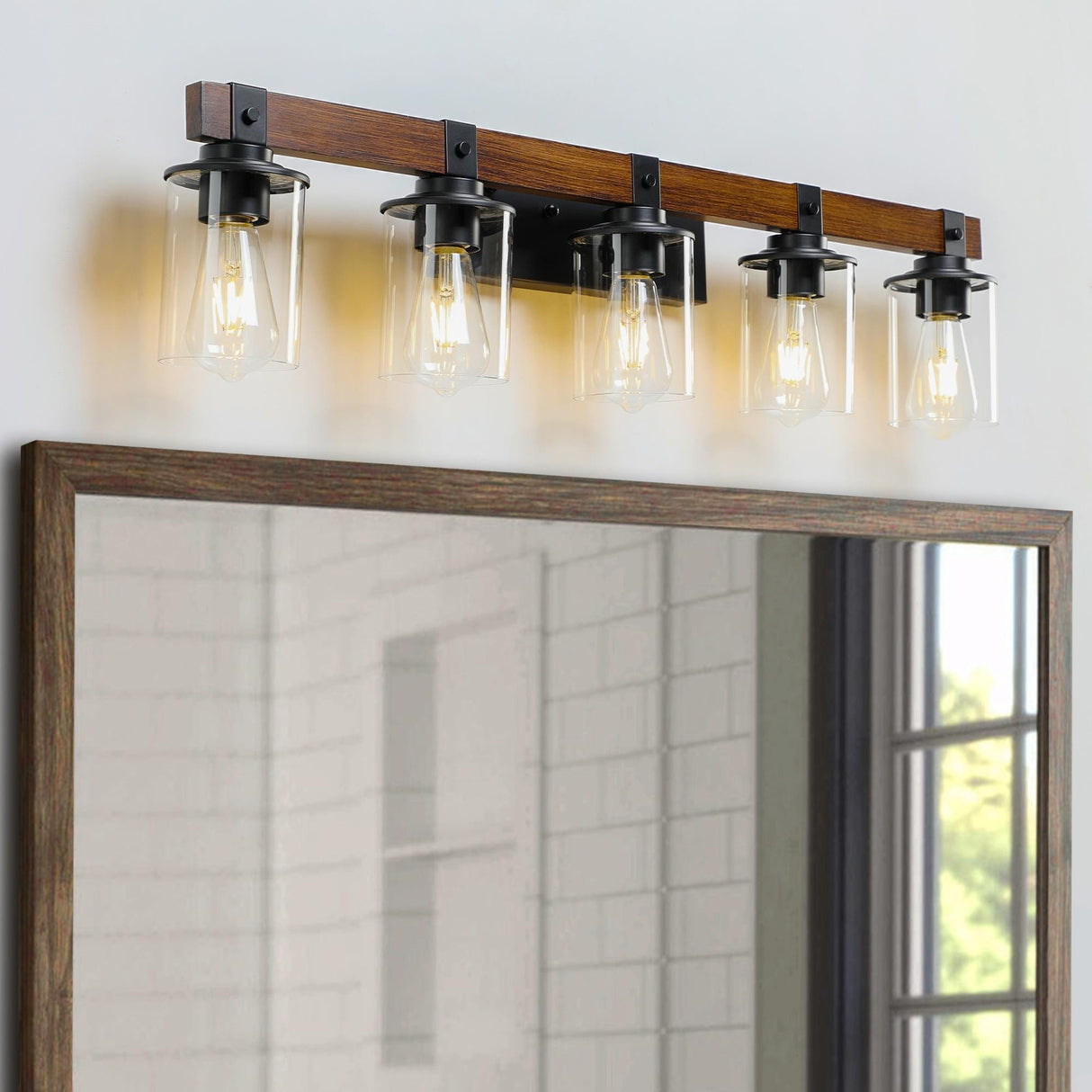 Rustic Farmhouse Bathroom Vanity Light Fixture with 3/4/5/6 Lights