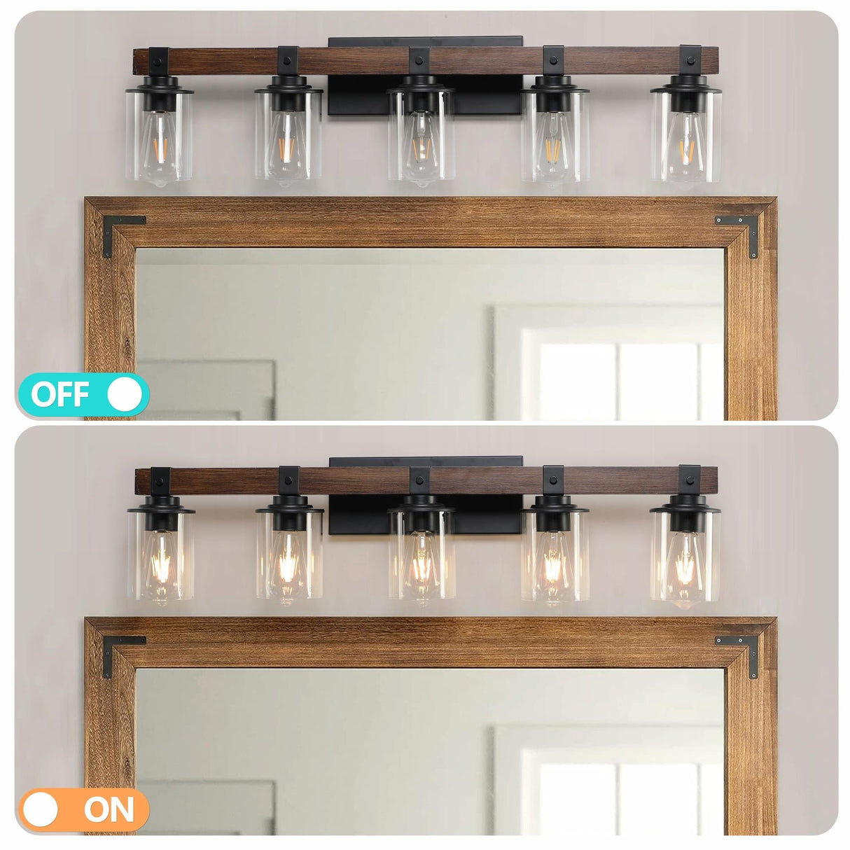 Rustic Farmhouse Bathroom Vanity Light Fixture with 3/4/5/6 Lights
