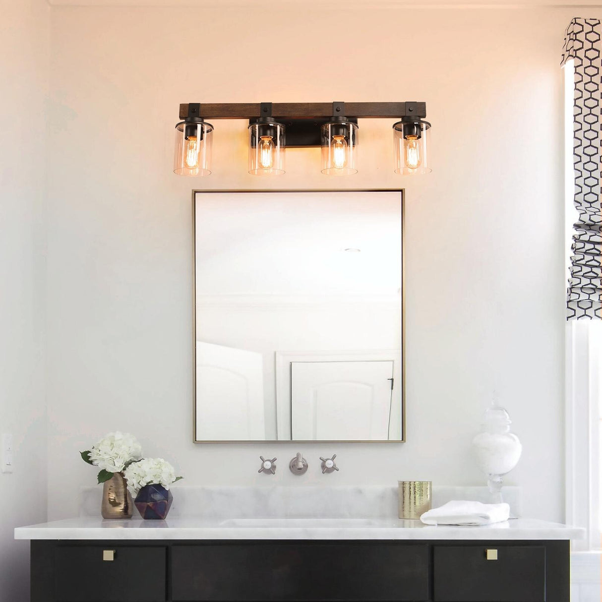 Rustic Farmhouse Bathroom Vanity Light Fixture with 3/4/5/6 Lights