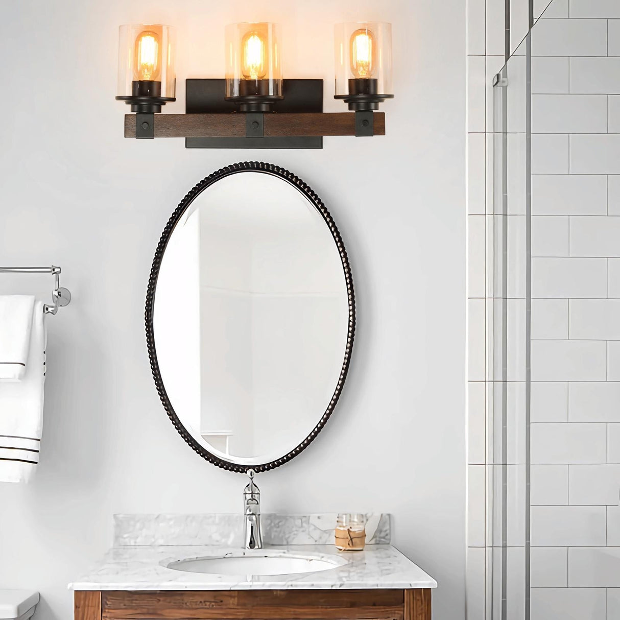 Rustic Farmhouse Bathroom Vanity Light Fixture with 3/4/5/6 Lights