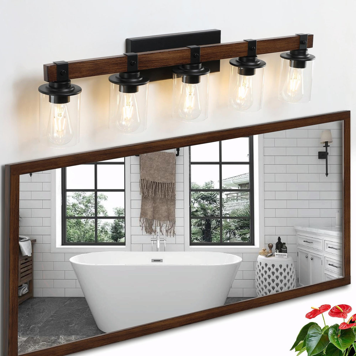 Rustic Farmhouse Bathroom Vanity Light Fixture with 3/4/5/6 Lights
