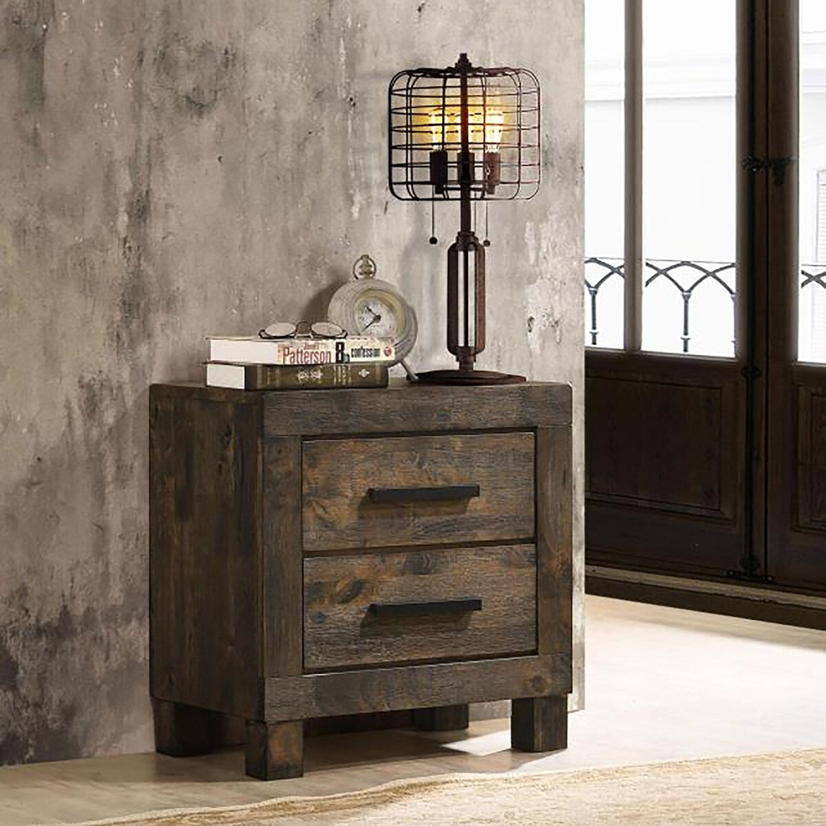 Wood 2-drawer Nightstand Rustic Golden Brown
