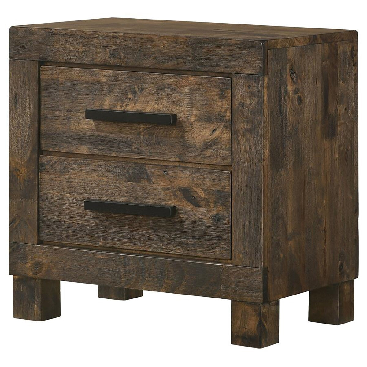 Wood 2-drawer Nightstand Rustic Golden Brown