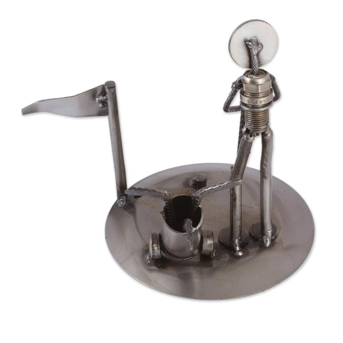 NOVICA Handmade Rustic Golf Tourney Auto Part Sculpture (Mexico)