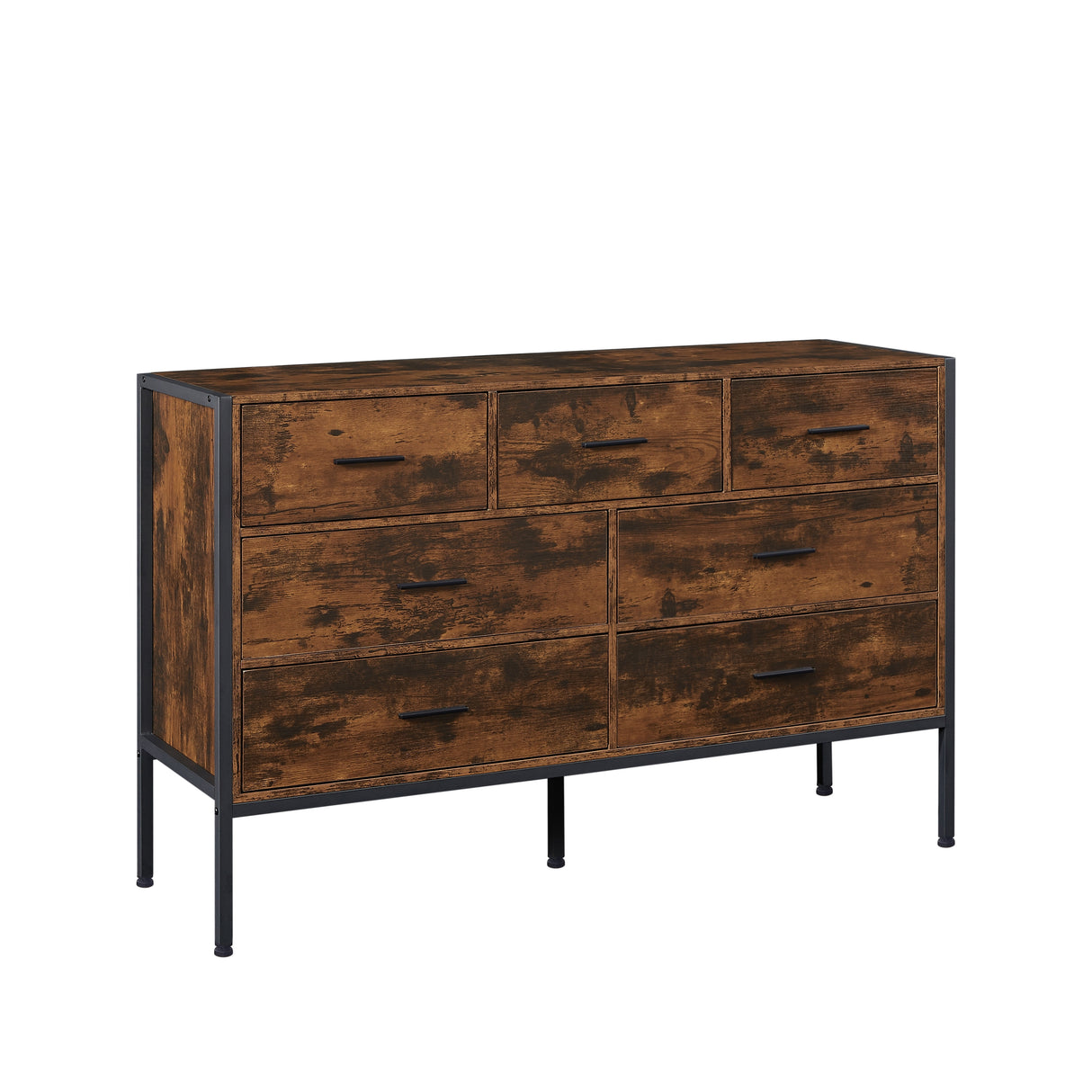 Rustic Grey Wood Dresser with 7 Drawers