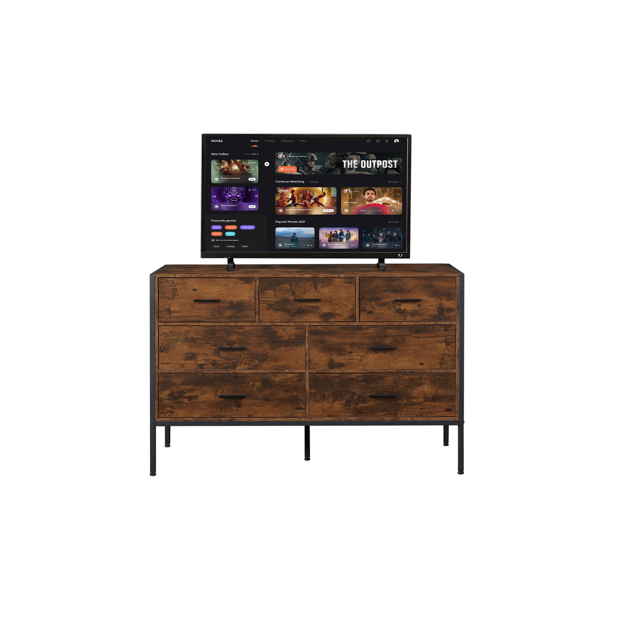 Rustic Grey Wood Dresser with 7 Drawers