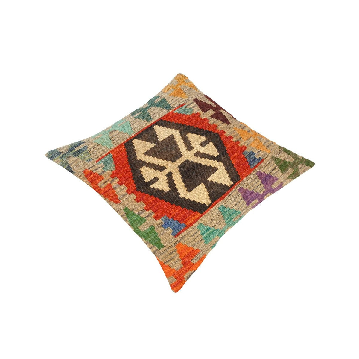 Rustic Kanisha Hand-Woven Turkish Kilim Throw Pillow