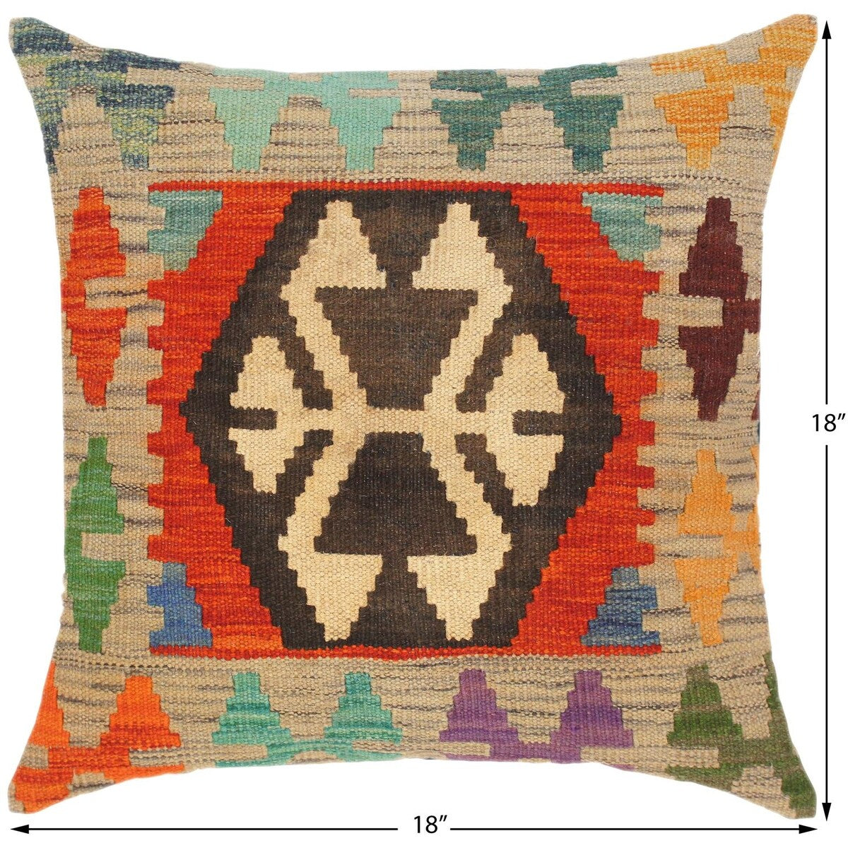 Rustic Kanisha Hand-Woven Turkish Kilim Throw Pillow