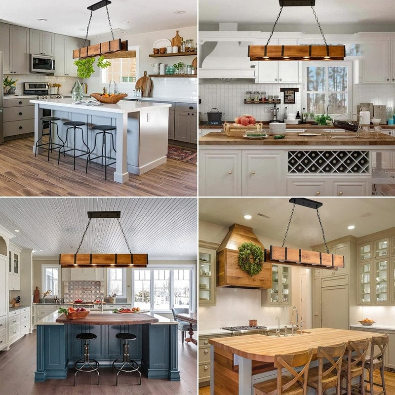 Rustic Kitchen Island Lights Wood Farmhouse Dining Room Chandelier