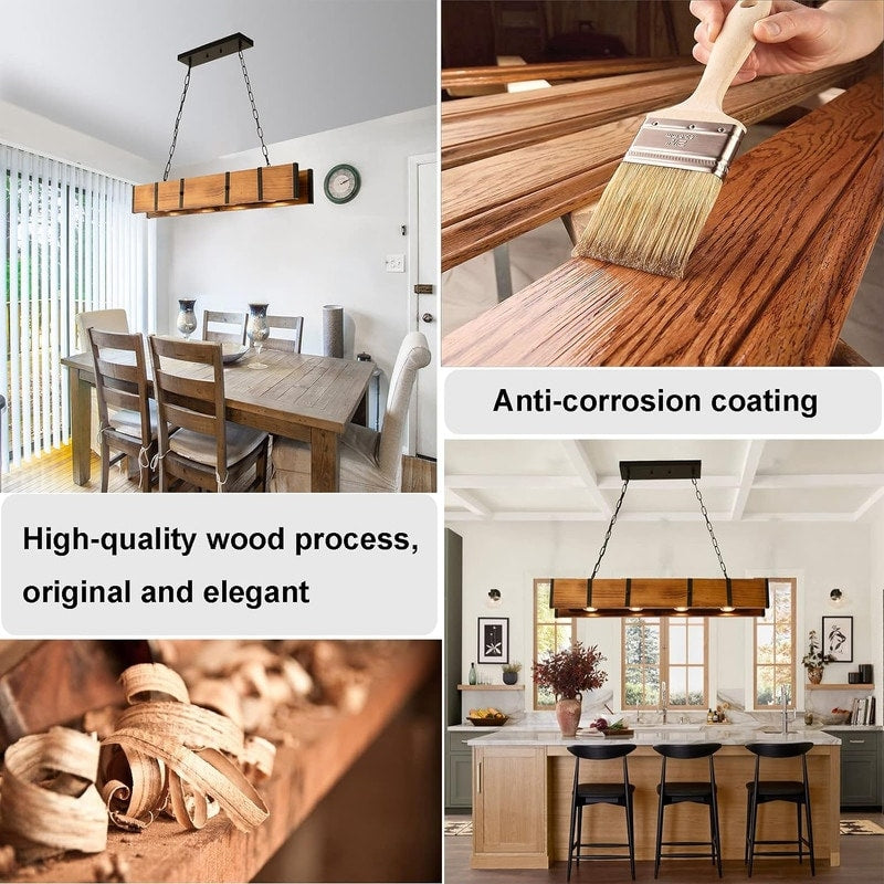 Rustic Kitchen Island Lights Wood Farmhouse Dining Room Chandelier