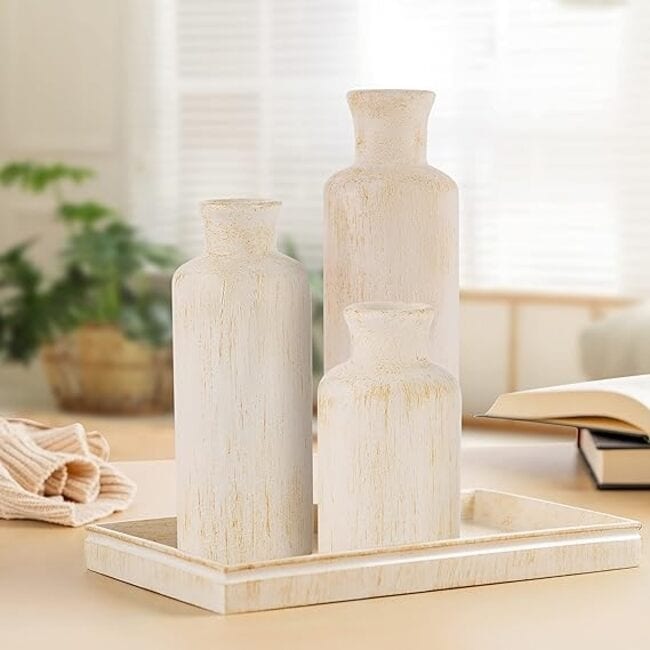 Creative Scents Rustic Luxe Vases for Decor - 3 Piece - Rustic Luxe