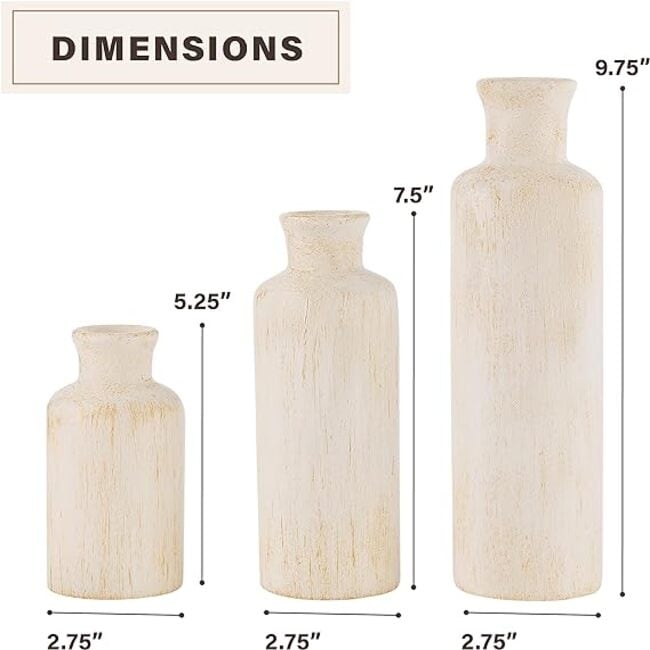 Creative Scents Rustic Luxe Vases for Decor - 3 Piece - Rustic Luxe