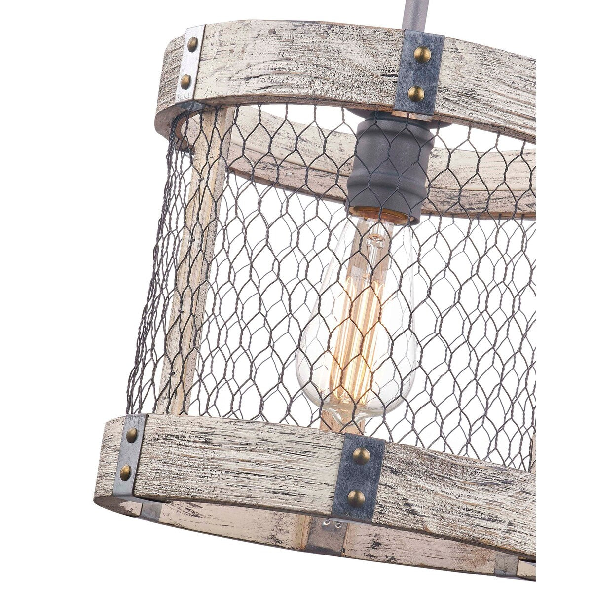 Rustic Oak Wood Pendant Light without Bulb - N/A