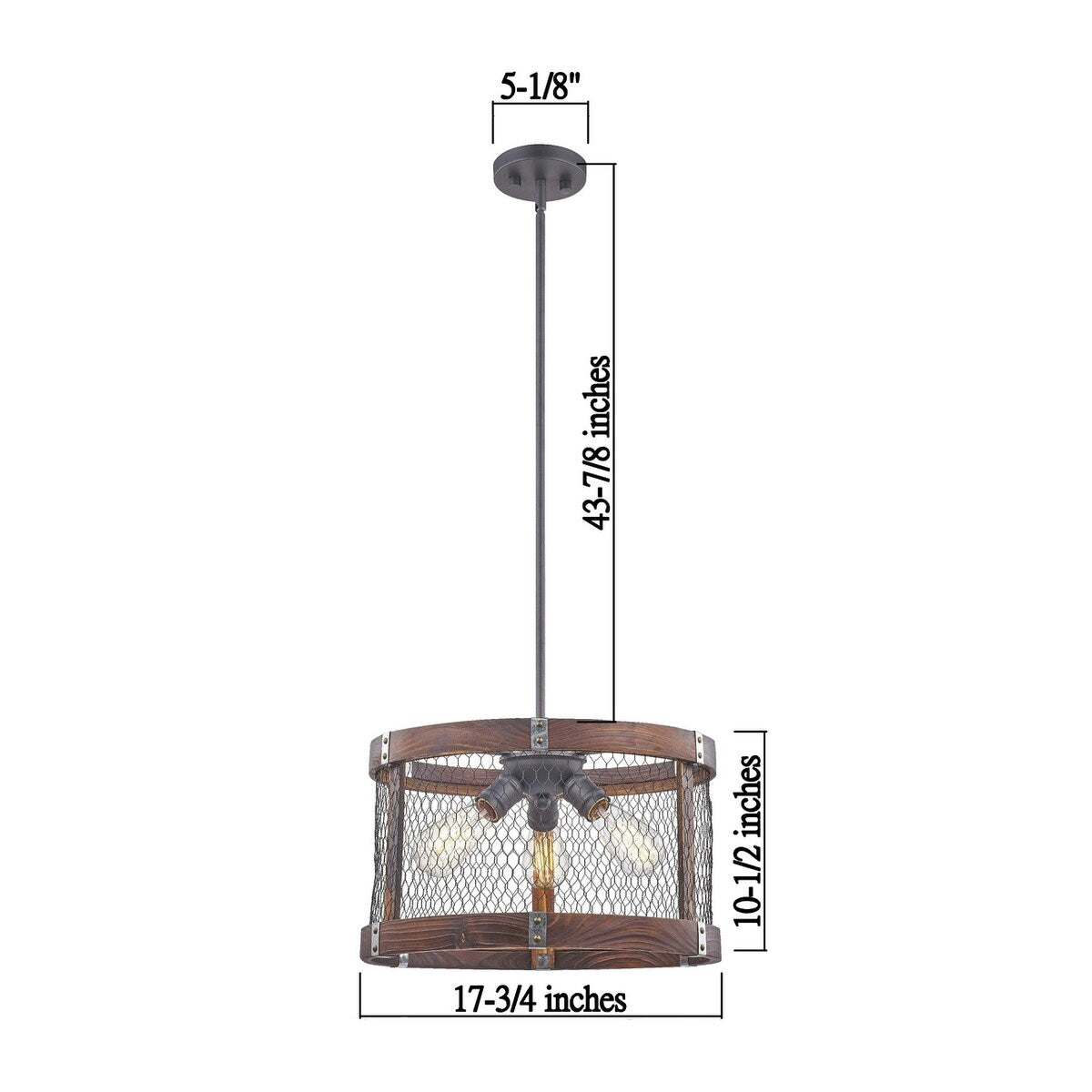 Rustic Oak Wood Pendant Light without Bulb - N/A