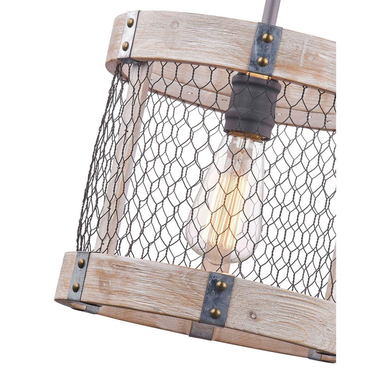Rustic Oak Wood Pendant Light without Bulb - N/A