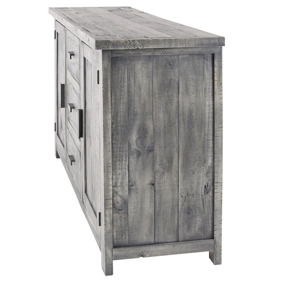 Rustic 35 x 59 Inch Pine Wood Rectangular Gray Sideboard by Studio 350